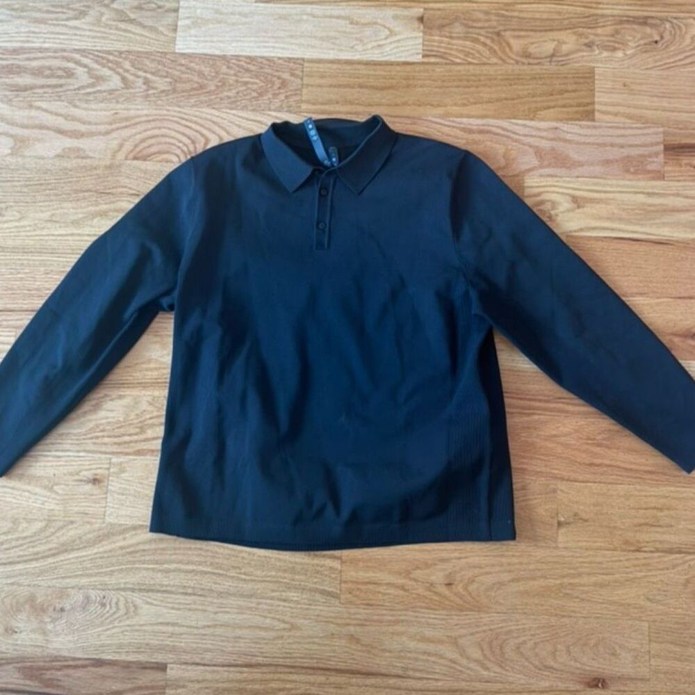 Lululemon Men's Long-Sleeve Polo Shirt – Black (Size Large)